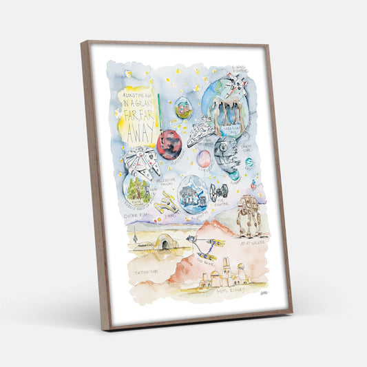 Star Galaxy Watercolor Story Map Art Print: 11” x 14”