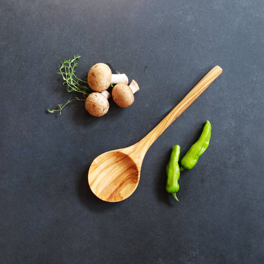 10" Deep Olive Wood Serving Spoon